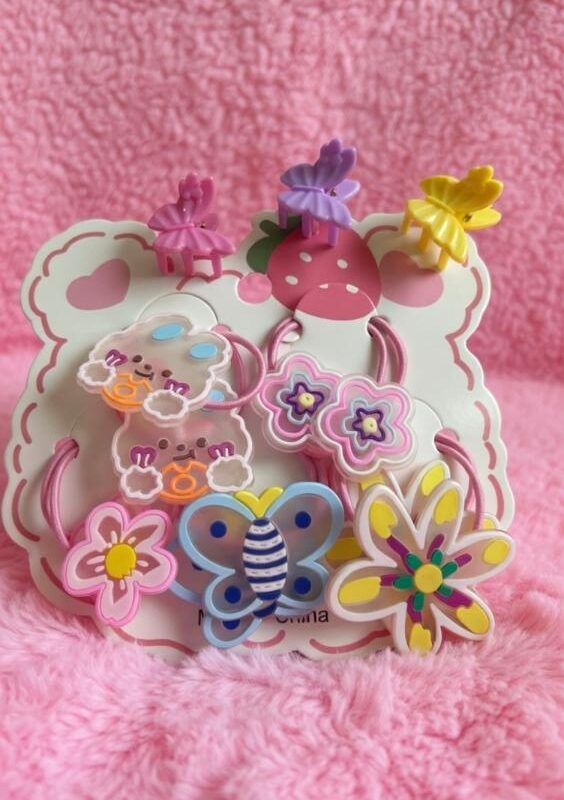 KAWAII HAIR ACCESSORIES PONYTAIL HOLDERS WITH MINI CLUTTER COMBO